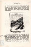 Ansicht des Königsbergs bei Pyrmont auf einem stilisierten Pergamentbogen auf einer Buchseite über den Teutoburger Wald.